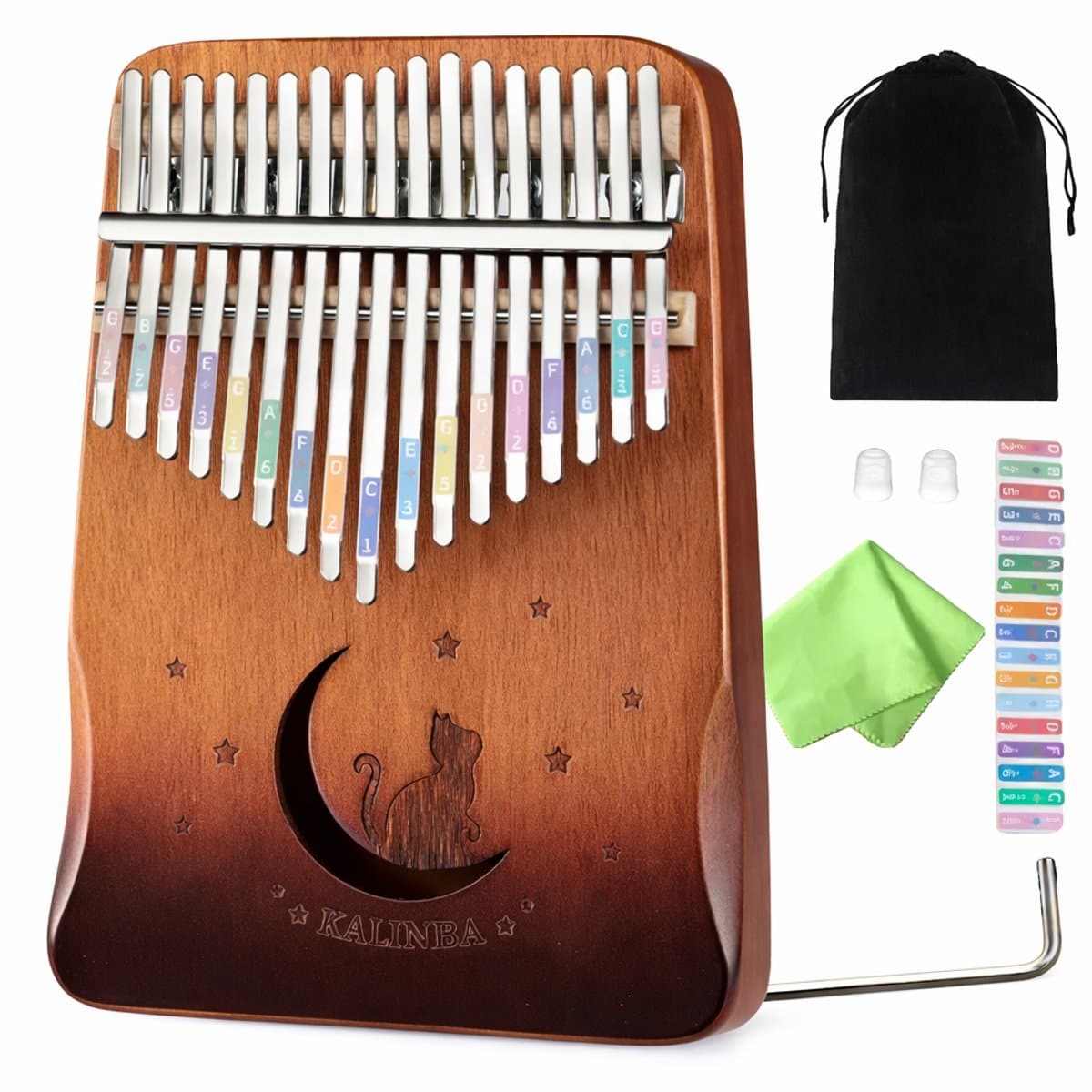Kalimba 17 Tonen - met Hoes & Accessoires - Duimpiano — afbeelding 1