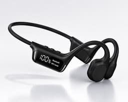 Bone Conduction Koptelefoon – Bluetooth 5.4 Sporthoofdtelefoon met 32GB MP3-Speler – IPX8 Waterdicht – Lichtgewicht – Voor Hardlopen, Fietsen, Fitness & Zwemmen - Zwart — thumbnail 1