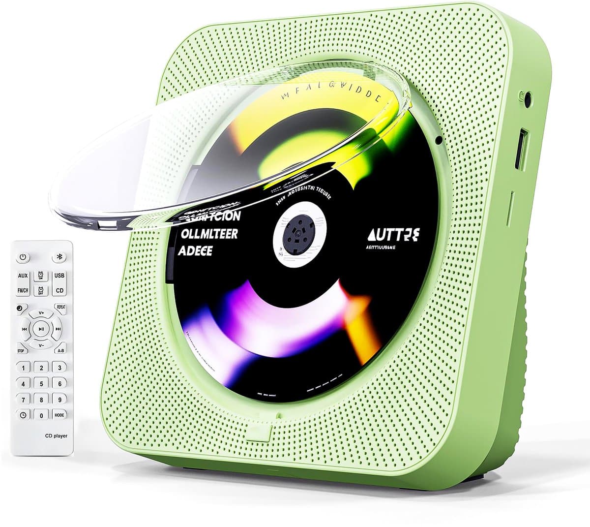 Discman - CD Speler met Bluetooth - Ingebouwde Speakers - FM Radio - Inclusief Afstandsbediening - USB & AUX - Koptelefoonaansluiting - LED Display - Groen — afbeelding 1