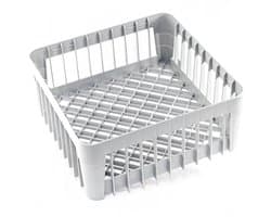 Spoelmand Vaatwasser - Vaatwasmand Bestekhouder - Horeca Keuken - Stapelbaar Grofmazig - 40 x 40 x 15 cm - Grijs
