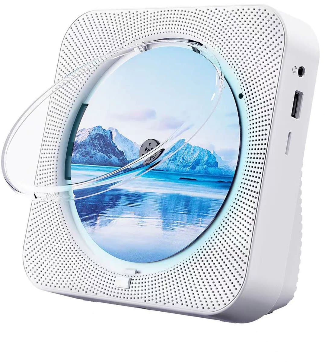 Discman - CD Speler met Bluetooth - Ingebouwde Speakers - FM Radio - Inclusief Afstandsbediening - USB & AUX - Koptelefoonaansluiting - LED Display - Wit — afbeelding 1