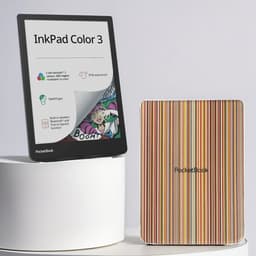 PocketBook InkPad Color 3 e-reader – 7.8 inch – 32 GB – waterdicht + Colorful Stripes Shell Cover – voordeelbundel — thumbnail 1