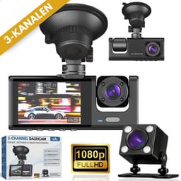 Boncy® Dashcam Voor Auto - 3 Kanalen Voor, Achter en Binnen Camera - 1080P Full HD - Dual Dashcams Met Achteruitrijcamera en Parkeermodus - G-Sensor - Nachtzicht - Loop Recording - 170 Graden Kijkhoek — thumbnail 1