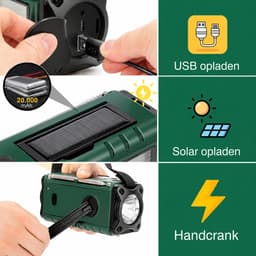 Solstedt® Noodradio - Altijd Overal Ontvangst - DAB+ - 20.000mAh - Noodradio Solar Opwindbaar - Met Krachtigste Powerbank - Noodradio Opwindbaar en Batterij - Draagbare Radio - Incl. Zaklamp - Noodpakket - USB Oplaadbaar - Groen — thumbnail 5