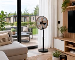 A-Flow Premium Woodlook Ventilator staand - LET OP: 2EKANSARTIKEL - Statiefventilator - Ventilator Houtlook - Kantelbaar en uitschuifbaar 3 Windsnelheden - Zelfdraaiend — thumbnail 4