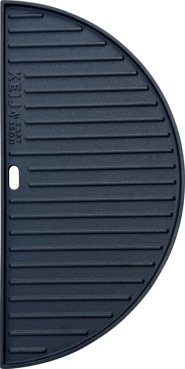 Keij Kamado Halve Maan Grillplaat / Plancha Large - Geëmailleerd Gietijzer - 2-zijdig - 46.5 cm - voor 21 inch Kamado's - Universeel — afbeelding 1