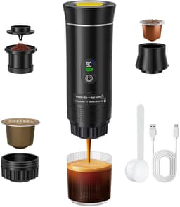 Weelora Espressomachine - Draagbare Koffiemachine - Espresso Machine - Espresso Apparaat - Draadloos - Voor Thuis En Onderweg - 3-in-1 Capsule - Poederkoffiezetapparaat - Kleur Zwart — thumbnail 1