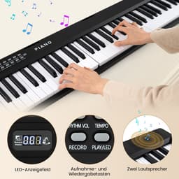 COSTWAY Piano Toetsenbord met 88 toetsen, opvouwbare piano, elektronisch toetsenbord met split-functie, 3 leermodi en sustain-pedaal, digitale piano draagbaar met dubbele luidsprekers, MP3/USB/MIDI — thumbnail 2
