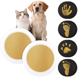 Inktkussenset voor huisdieren – 2-delige set (2 inktkussens + 4 vellen papier) – Pootafdrukken van honden & katten – Ideaal voor aandenkenalbums, doe-het-zelf-ansichtkaarten en herinneringen – Ook geschikt voor baby-aandenkens – 11 x 11 cm — thumbnail 1