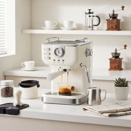 Espressomachine 20 Bar – Halfautomatisch – Melkopschuimer – Met Drukmeter – 1050W – Voor Espresso & Cappuccino — thumbnail 3