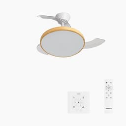CREATE - Stille plafondventilator met intrekbare bladen (Ø91cm) - Met licht LED - Controller voor wandmontage + Afstandsbediening - 6 snelheden - Programmeerbaar - WIND CLEAR STUDIO — thumbnail 1