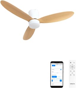 CREATE - 40W stille plafondventilator Ø132 cm - Wit / Licht hout - Met licht - WIFI + Afstandsbediening - WIND LITE — thumbnail 1