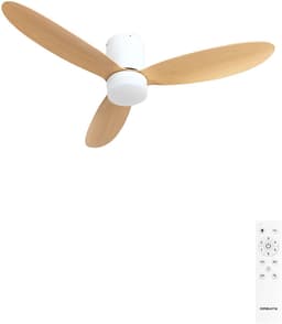 CREATE - 40W stille plafondventilator Ø132 cm - Wit / Licht hout - Met licht - Afstandsbediening - WIND LITE — thumbnail 1