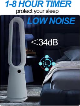 Elektrische Torenventilator - Bladloze Ventilator - Koelte Thuis - 120 Graden Oscillatie - 97 Cm Hoog - Wit — thumbnail 5