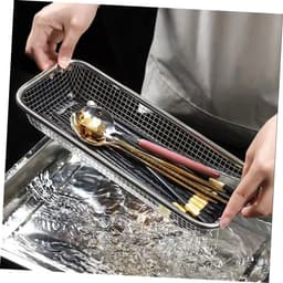 Vaatwasser Mand - Bestekbak Houder - Kleine Producten - Roestvrij Staal - 31 x 13 x 55 cm - Zilver — thumbnail 3