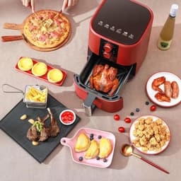 Digitale Airfryer - Heteluchtfriteuse - Gezond Koken - Olievrije Bereiding - 5 Liter Capaciteit - Rood — thumbnail 3