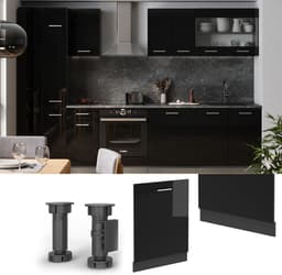 Vaatwasserfrontpaneel - Keukenfront - Keuken Integratie - Hoogglans Afwerking - 60 cm Breed - Zwart — thumbnail 3