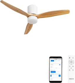 CREATE - Stille plafondventilator 40W Ø132cm 100% hout met aanpasbare gipsen behuizing - Met licht - WIFI + Afstandsbediening - WIND CALM CONCRETE — thumbnail 1