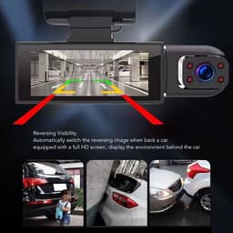 aladdien - Full HD Dashcam - 360 Graden Draaibare Lens - 3,16 Inch Scherm - Bewegingsdetectie - Achteruitrijzicht - Voor Auto - Zwarte kleur — thumbnail 5