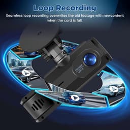 WiFi Dashcam voor Auto – 3-kanaals Draadloze Dashcam met App, Voor Binnenin Achter Camera, Full HD 1080P, 2” IPS-scherm, Nachtzicht, Bewegingsdetectie, Loopopname, 64GB-kaart Inbegrepen — thumbnail 4