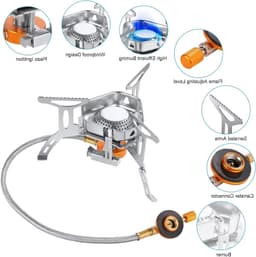 Kampvuurstove voor Buiten, Winddichte Kookbrander 6800W, Opvouwbare Gasbrander voor Kamperen, Hiking en Picknicks met Draagdoos — thumbnail 3