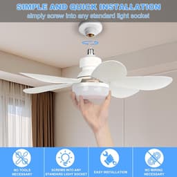 Plafondventilator met LED Verlichting – E27 Fitting – 3 Snelheden – Dimbaar (3000K-6500K) – Met Afstandsbediening & Timer – Stil — thumbnail 5