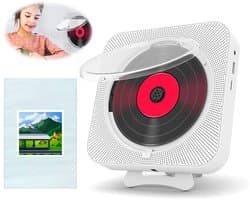 Bluetooth CD-speler - Draagbaar en Wandmontage - Met HiFi Luidspreker - Bluetooth 5.0 - Ondersteunt CD/CD-R/MP3 - AUX en USB Ingang - Wit - Geschikt voor Thuis en Kantoor