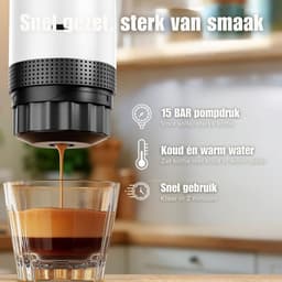 Draagbare koffiemachine - Cuisina Lumina ® - Hoogwaardige kwaliteit - 120 ML - Voor onderweg - Draagbaar koffiezetapparaat - Camping gadget - Oplaadbaar - Verwarmt water - Koffiecups & gemalen koffie - Espresso & Lungo - Wit — thumbnail 4