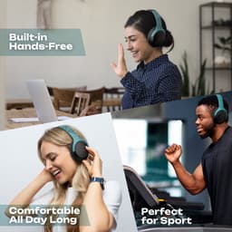 PowerLocus Boom - Koptelefoon Bluetooth - 60 uur batterijduur – Over Ear Koptelefoon Draadloos – 4 EQ-modi - Met Microfoon - Mint/Grijs — thumbnail 5