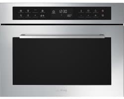 SMEG SF4400MCX1 Combi Magnetron Inbouwoven - 45 cm - 48L - 900W Magnetron - 8 Functies - Grill - Snelle Voorverwarming - Selezione - RVS