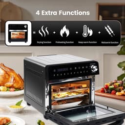 Heteluchtfriteuse - 14L – Mini Oven - 1800W - 240V - XXL - 11 Programma’s – LED Touchscreen - 14L capaciteit - Inclusief Rotisserie - en Accessoires — thumbnail 5
