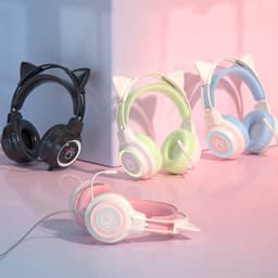 KINSI Gaming Headset met Kattenoren - Ruisonderdrukkende Microfoon 360°, RGB Verlichting & Comfortabele Oorkussens — thumbnail 4