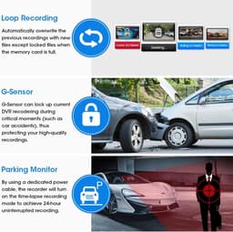 Dashcam - Dashcam voor Auto - Autospiegel - met Vaste Bedrading - 24-uurs Parkeermonitor - Videorecorder - 1080p - Dubbele Dashcam - 170° Groothoeklens - Timelapse-video - Loop-opname - G-sensor - 10 inch - Zwart — thumbnail 3