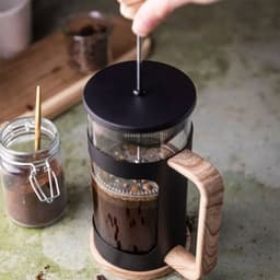 KLAUSBERG French Press 350 ml - Zwarte Cafetière met Houtlook - Glazen Koffiezetter voor Koffie en Thee - Roestvrijstalen Filter - Model KB-7679 — thumbnail 5