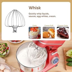 Traumheim® XS-001 5L Standmixer, 1200W keukenmachine, OLED digitaal display, elektrische keukenmachines met 3 accessoires en kom, blender (rood) — thumbnail 2