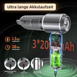 Traumheim Auto Stofzuiger Draadloos Krachtig - Snoerloos Stofzuiger- Auto Stofzuiger Draadloos Krachtig - Handstofzuiger - Nat en Droog - Mini Stofzuiger - kruimelzuiger - Inclusief 6 Opzetstukken & 1 Reinigbaar Filter - Zilver — thumbnail 3