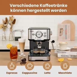 Espressomachine - Koffiezetapparaat - Koffiemachines - Zilver met Zwart — thumbnail 3