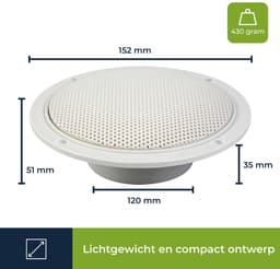 Velleman Inbouwluidspreker, 2 stuks, voor binnen en buiten, rond, wit, 5" — thumbnail 2