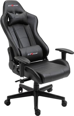 GTRacer Pro - Game Stoel - Gaming Stoel - Ergonomische Bureaustoel - Gamestoel - Verstelbaar - Gaming Chair - Zwart — thumbnail 3
