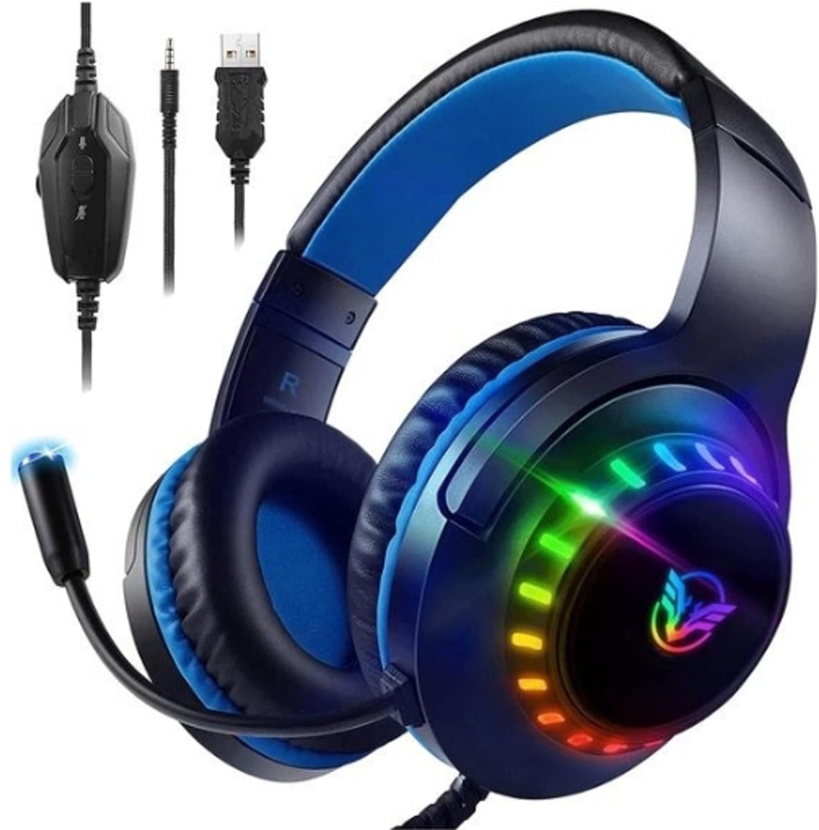 StayPowered Gaming Headset - Ultiem Geluid & Comfort - Noise Cancelling Microfoon - Surround Sound - Multi-platform Compatibel - Plug & Play - Ergonomisch Design - LED Verlichting - Zwart/Blauw - RGB-verlichting - Levering Sneller dan Aangegeven! — afbeelding 1
