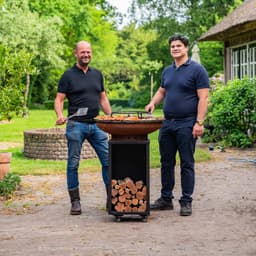 RJRoyal Living Plancha grill BBQ Camarada corten grillring met en houtopslag vuurschaal buitenkeuken grillring cortenstaal Barbecue — thumbnail 1