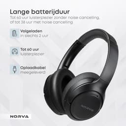 Norva P70 - Draadloze Noise Cancelling Koptelefoon - Bluetooth 5.3 Headphones - Over-ear Hoofdtelefoon - Met Microfoon en Opbergcase - 60u Batterij - Zwart — thumbnail 5