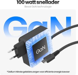 Phreeze 100W GaN Snellader met USB-C Kabel 1.8 Meter - Voedingsadapter USB C - Laptop Oplader geschikt voor MacBook Pro, Dell XPS, Nintendo Switch, ZenBook, HP Envy en meer — thumbnail 5