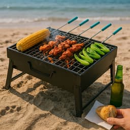 Houtskool BBQ - Barbecue - Inklapbaar - Barbecue Houtskool - Tafel Grill - Camping - Strand - Festival - Park — thumbnail 5