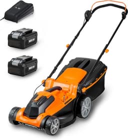 Accugrasmaaier - Elektrische Grasmaaiers - Gazontrimmer - Grastrimmer - met Mulchmaat 40L - Snijbreedte 37cm - Maaibreedte 300m² - Maaihoogte op 6 Niveaus - 2 x 4000 mAh Lithium-ion Accu - Oplader - 24V - Zwart&Oranje — thumbnail 1
