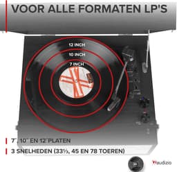 Platenspeler op poten - Audizio Fremont - Retro platenspeler met meubel - Met Bluetooth - zwart — thumbnail 5