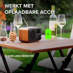DAB radio met Bluetooth - Audizio Milan - DAB radio retro met accu en FM radio - Hout — thumbnail 4