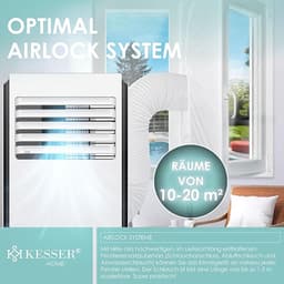 KESSER Mobiele Airco 4-in-1 – 9000 BTU – Energieklasse A – Koelen, Ontvochtigen, Ventileren & Nachtmodus – Timer & Afstandsbediening – Stil (50 dB) – Touch Display – Airlock – 360° Wielen – 1,8m Snoer — thumbnail 5