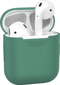 Hoesje - Geschikt voor Apple Airpods 2 - Siliconen Hoes met Clip - Silicone Case Cover - Midnight Green — thumbnail 1