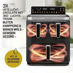 Heteluchtfriteuse Verticale 3 Kamers - 3000 W Vermogen - 17 Liter Inhoud - Kunststof Metaal - Voor Bakken Braden Frituren - Airfryer XXL — thumbnail 4